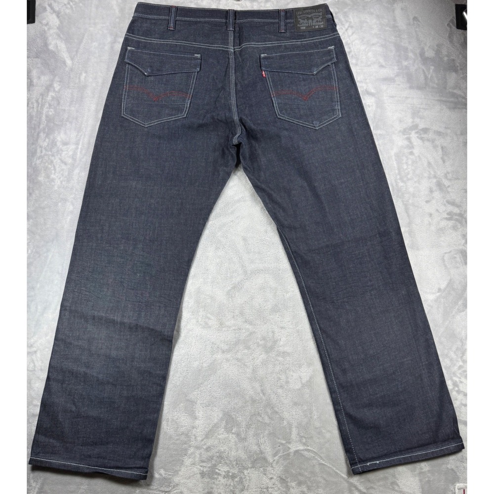 LEVI'S 569 Loose Straight Jeans Mens 38x32 Dark Wash Flap Pockets Y2K Style - Picture 3 of 13